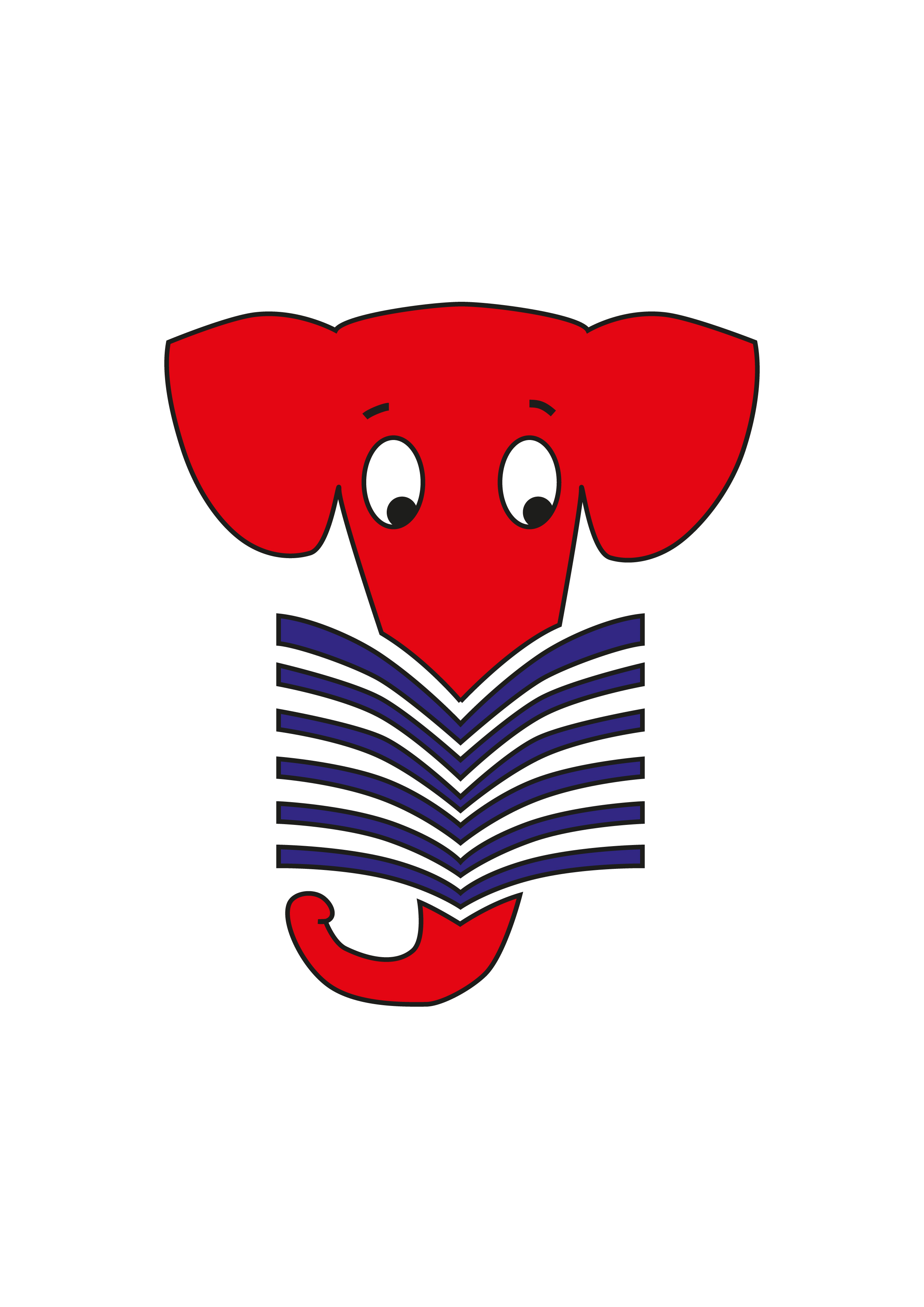 Logo des Lesefantenclubs zeigt einen lesenden roten Elefanten.