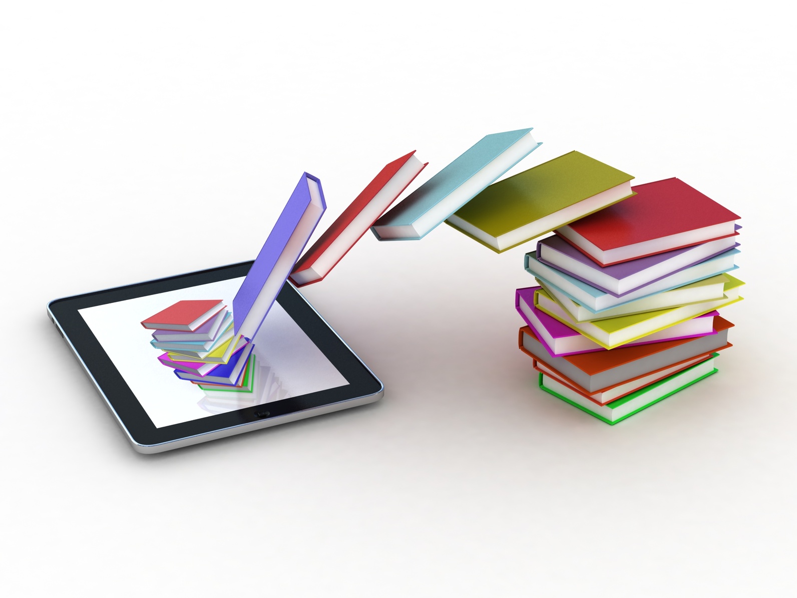 Bücher und ein Tablet-PC